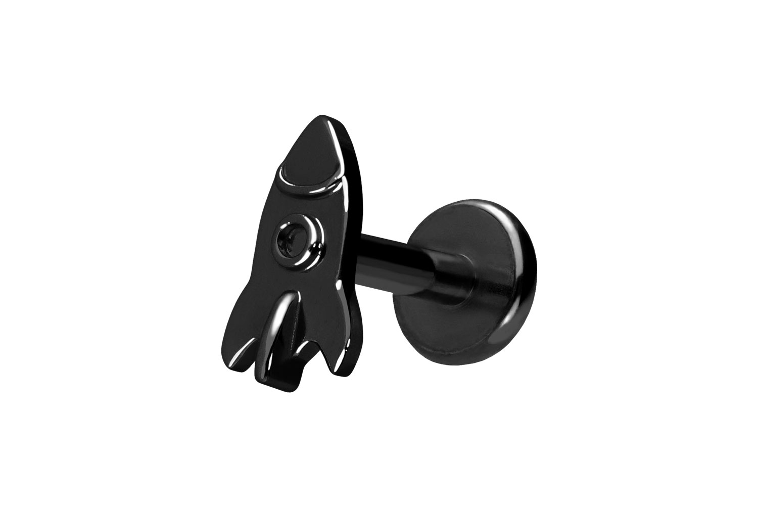 Titan Labret Piercing mit Push Fit RAKETE
